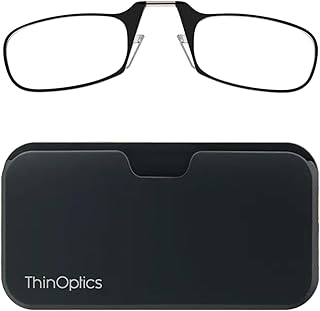 ThinOptics Reading Glasses Rectangular Frames With Universal Pod Compact Case - Ultra-light Foldable Readers - Clip-on Nose - 1.0 1.5 2.0 2.5 Strength With Flex-Fit Technology