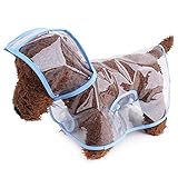 Topsung Waterproof Puppy Raincoat Blue Transparent Pet Rainwear Clothes for Small Dogs/Cats, Size L