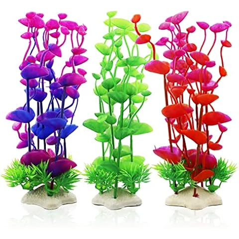 LAMXD 3 Pcs Artificial Aquarium Plants Cover