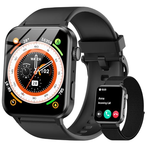 IOWODO R30Pro Reloj Inteligente Hombre Mujer,Smartwatch,1.85' con Funciún Llamadas y Whatsapp Mensajes Bluetooth 5.0, 100 Modos Deporte para iOS Android Teléfono (Negro)