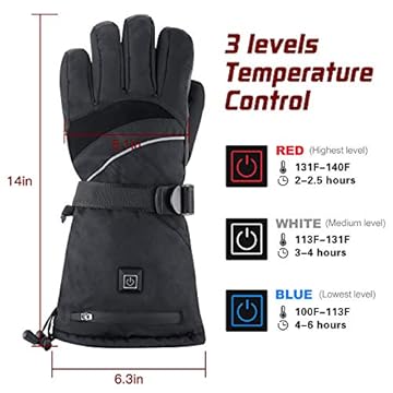 WAMTHUS Electric Heated Gloves, Warm Gloves for Men Women 3 Heating Temperature Adjustable Touchscreen Waterproof Winter Gloves for All Kinds of Outdoor Activities(L)