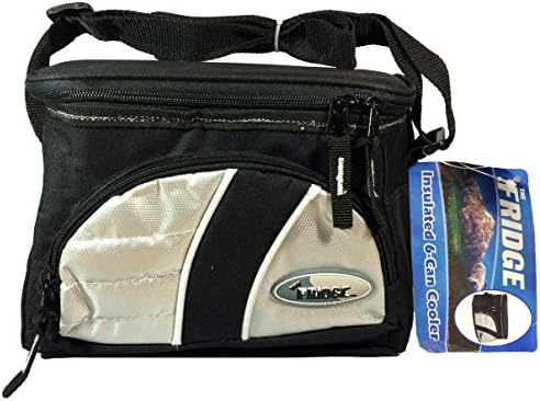 Insulated 6 Can Thermal Cooler Lunch Bag with Easy Clean Liner, Black (9" x 6" x 7.25")