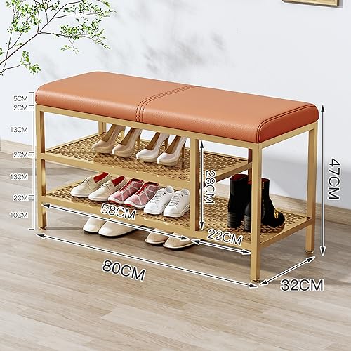 Solution peu encombrante banc à chaussures entrée doré chic
