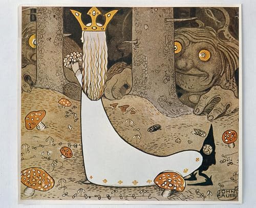 Tableau Toile la princesse et le troll John Bauers Affiche Art Décoration Murale 60x90cm