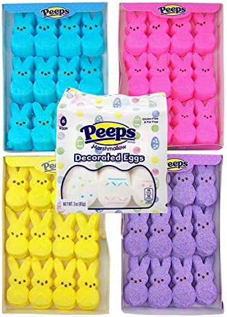 Peeps Marshmallow Candy Bunny Variety 5 Pack Easter Basket Candy Stuffers, 3 3/8 Ounce