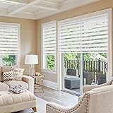 Bliwans Zebra Blinds,34" W X 64" H,White-Cordless Zebra Blinds,30" W X 72" H,White