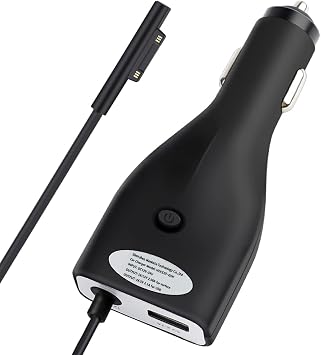 Surface Car Charger, 42W 12V 2.58A Power Supply for Microsoft Surface Pro 3/Pro 4/Pro 5/Pro 6, Surface Book, Surface Go, Surface Laptop with 5V 2.1A USB Charging Port 5Ft Cord