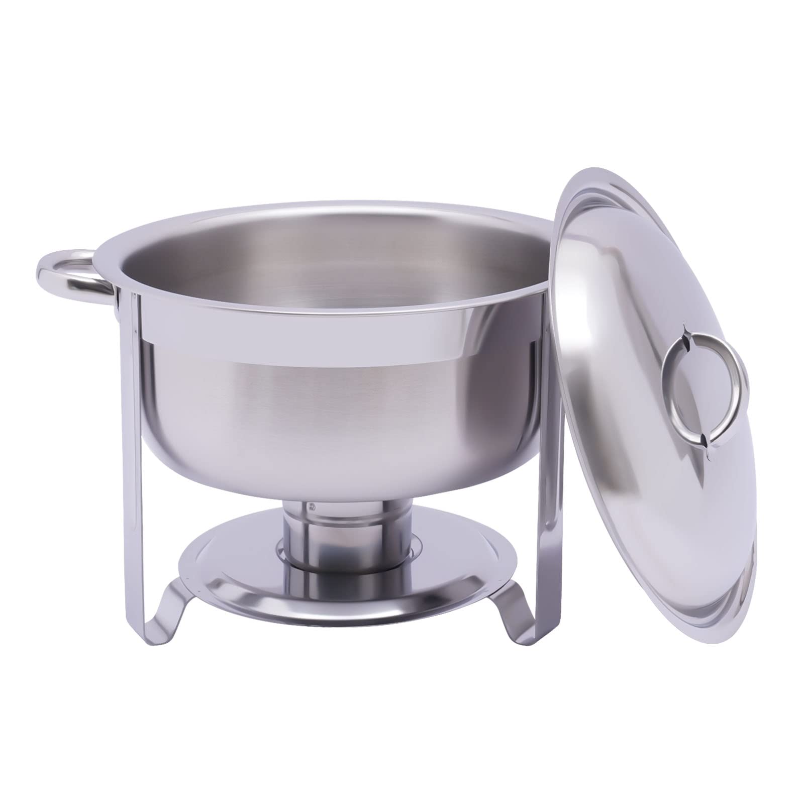 Chafing Dish - Calentador de alimentos redondo de acero inoxidable de 5 l, para buffet, catering, catering, gastro, color plateado