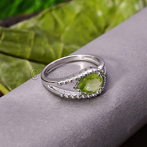 Peridot Silver Ring, Handmade Jewelry For Women, Minimalist Jewelry, 925 Solid Silver Ring, Stacking Silver Ring, Green Gemstone Ring, Bohemian Jewelry, Dainty Silver Ring, Cyber Monday Gift #TOP3