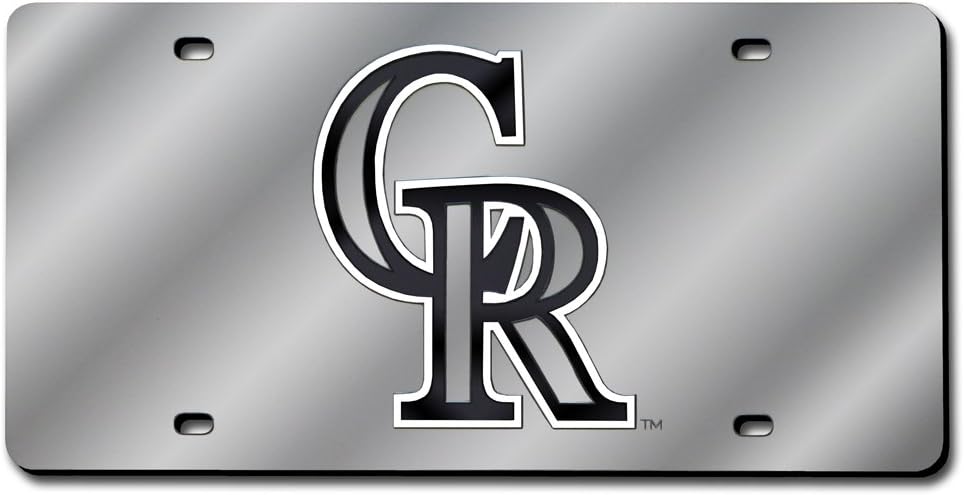 Rico Industries MLB Colorado Rockies Laser-Cut Auto Tag (Silver)