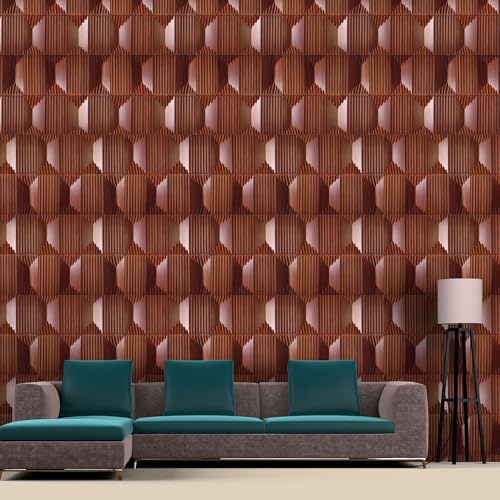 Image of Kayra Decor 3D PVC Wall Panels for Bedroom & Living Room | Artisian Design | Blackwood Color| 19.7 x 19.7 Inch | Pack of 12 | 32.28 Sq Ft