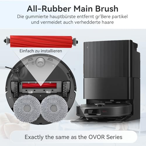 Zubehör Ersatz für Roborock QV 35A / QV 35S / QR 598 / QR 798 Saugroboter – 1 Hauptbürste,6 Staubbeutel,4 Seitenbürsten, 2 HEPA Filter, 4 Wischtücher, 1 Reinigungsbürste