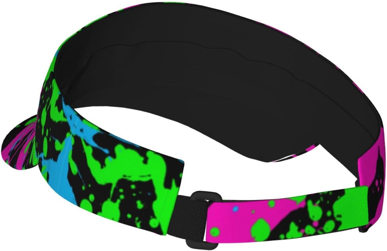 Glow in Dark Splatter Neon Adult Sunscreen Visor Cap Adjustable Summer Cap for Men Women Unisex Running Outdoor Beach