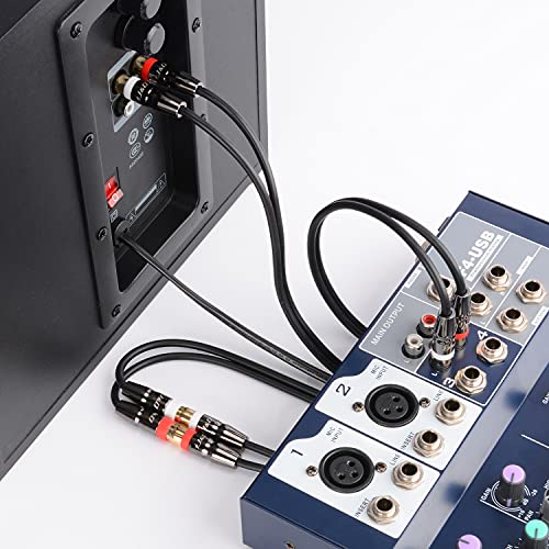 J&D 2 Rca Extension Cable Male To Female, Copper Shell Gold-Plated 2Rca Male To 2Rca Female Cable Stereo Audio Extender Cord Adapter, 6 Feet #TOP3