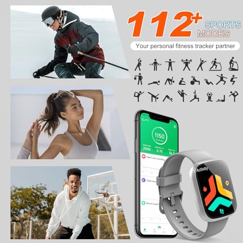 Image of Smart Watches for Men Women, 1.95 inch HD Touchscreen Fitness Tracker with Bluetooth Calls, IP68 Waterproof, 120+ Sport Modes, 7-Day Battery, 24 /7 Heart Rate & Sleep Monitor for Android iOS (Gray)