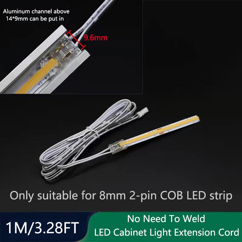 ENQIMAOYI LED Cabinet Light Extension Cord,2-pin 8mm COB to Male Cable Plug Connector Extension Wire for LED Under cabinet Lights,wardrobe,bedroom - Image 3