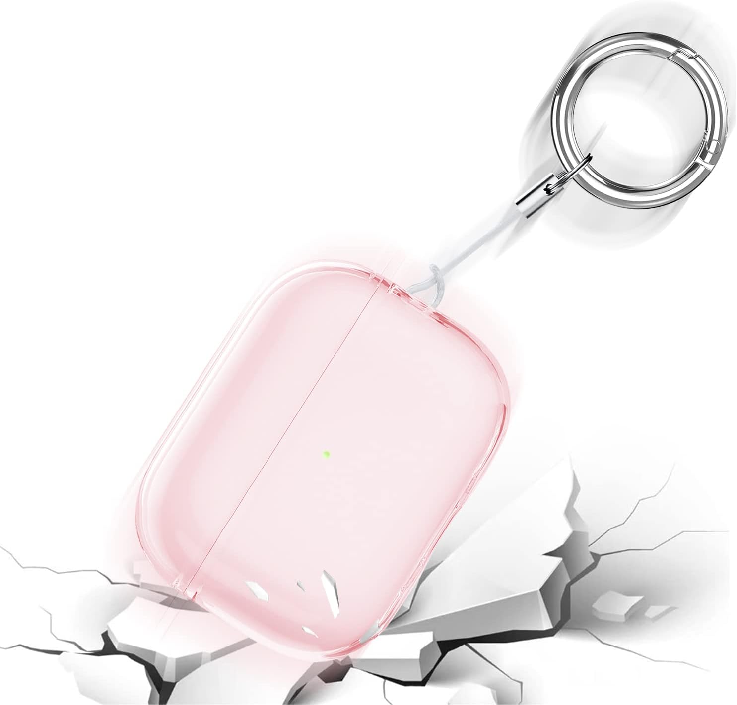 SaharaCase Hybrid Flex Series Case for Apple AirPods Pro 2 (2nd Generation) [Rugged] Full Body Protection Antislip Grip Slim with Keychain (Transparent Pink)