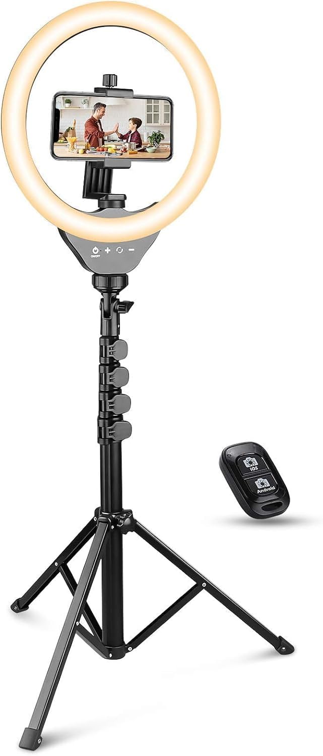 UBeesize 10’’ Ring Light with Tripod, Selfie Ring Light with 62'' Tripod Stand, Light Ring for Video Recording ＆ Live Streaming(YouTube, Instagram, TIK Tok), Compatible with Phones and Cameras