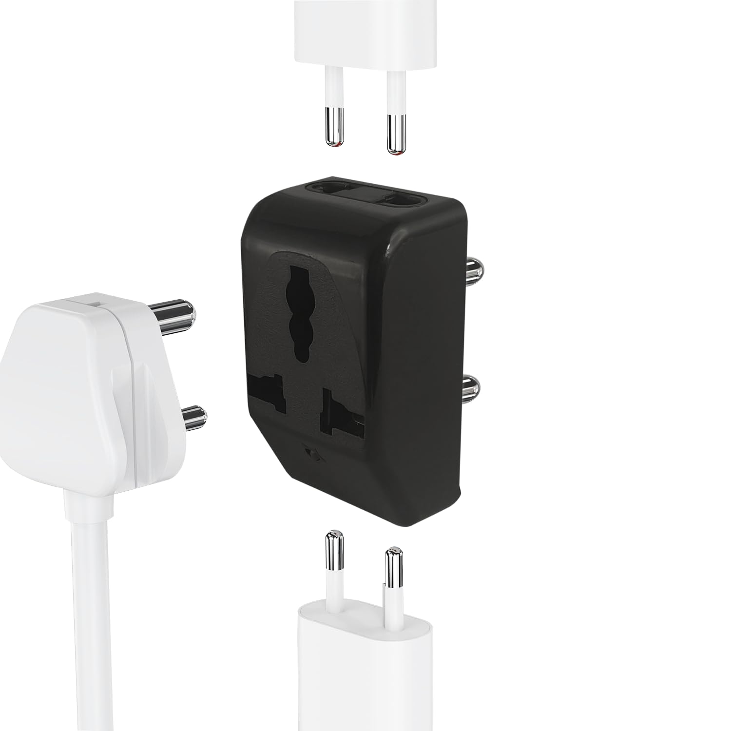 MX 3 Pin Multi Plug Socket Travel Adapter Universal Socket 3 in 1 Plug Extension Socket Travel Power Plug Adapter with Dual Inputs for Laptop, Phone, PC (3 in 1 Socket, Pack of 1)-image-9