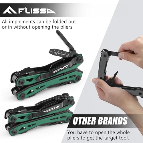 FLISSA-16-in-1-Multi-Tool-Pliers-Stainless-Steel-EDC-Multitool-with-Pocket-Knife-Belt-Clip-and-Oxford-Pouch-Self-locking-Multipurpose-Utility-Multi-Tool-for-Camping-Survival-Outdoor-Activities