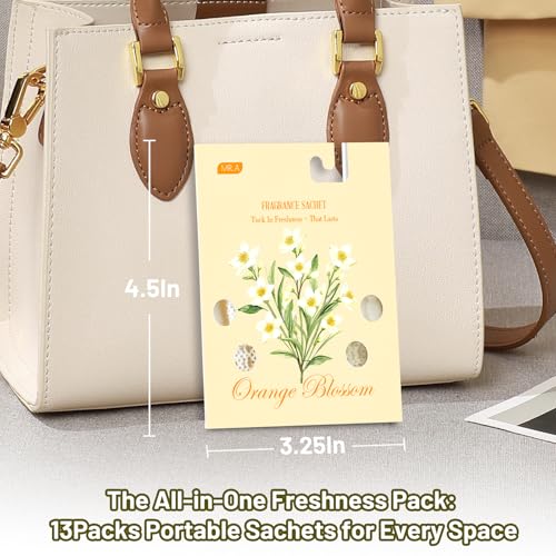13 Packs Orange Blossom Scented Sachets for Drawer and Closet, Long-Lasting Car Air Freshener Sachet Bags, Drawer deodorizers Fresh Scents, Fragrance Bedroom Essentials - Image 6