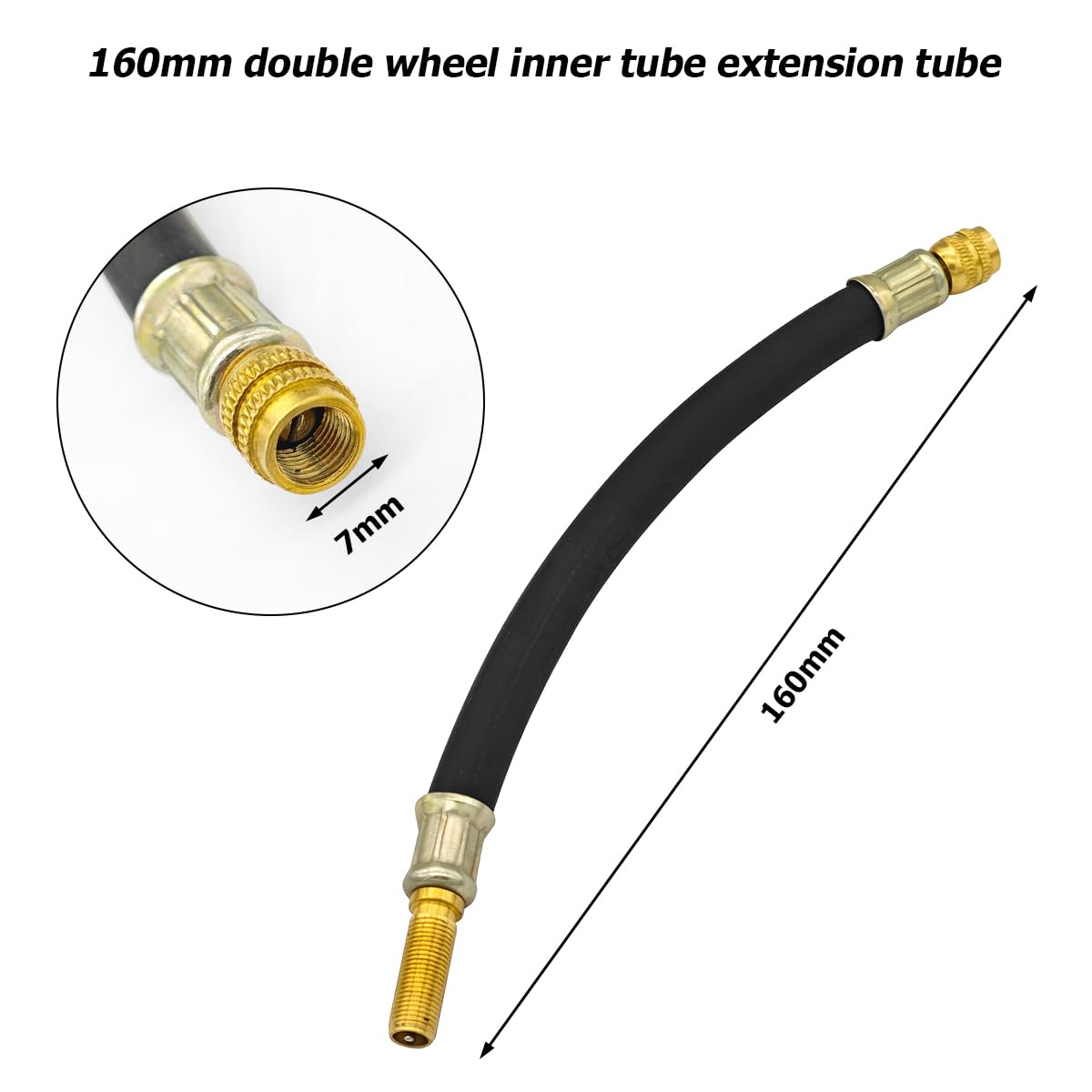 JNNJ 2Pcs Estensione Valvola in Gomma Pneumatico, Adattatore di Estensione per Gonfiaggio Pneumatici, Valvole Flessibili Tubi Estensore Stelo, Adattatore Valvola Standard per Veicoli(160mm)