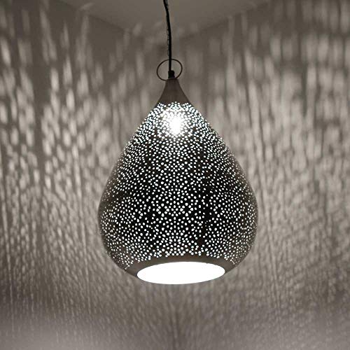 albena shop orientalische Hängelampe NAJIA Metall silber 45cm (Ohne Leuchtmittel) Hängeleuchte Pendelleuchte – Bild 3
