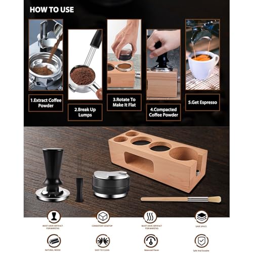 Distribuidor de café y estación de manipulación de madera con accesorios organizadores 7