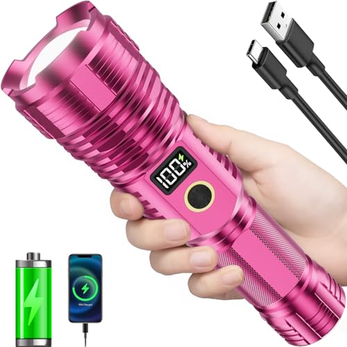 Lampe de poche LED super lumineuse avec zoom et faisceau long étanche