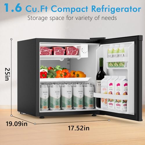 Image of COWSAR 1.6 Cu.Ft Compact Fridge with Freezer, Refrigerator with 7 Temperature Settings, Energy-efficient Low Noise Small Refrigerator Suitable For Dorm, Office, Bar, RV, Bedroom, Commercial