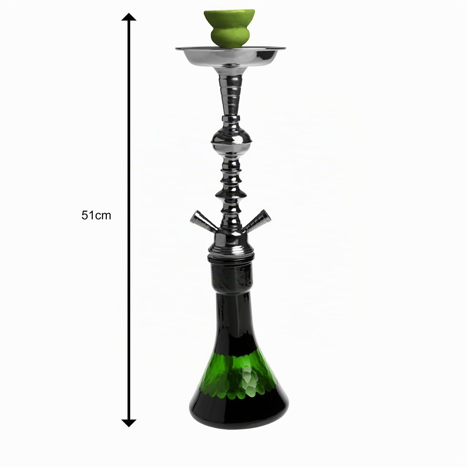 HIBRON Cachimba Grande 51cm Premium Kit Completo, con Cazoleta de Cerámica, 2 Mangueras y Base de Cristal Translúcido