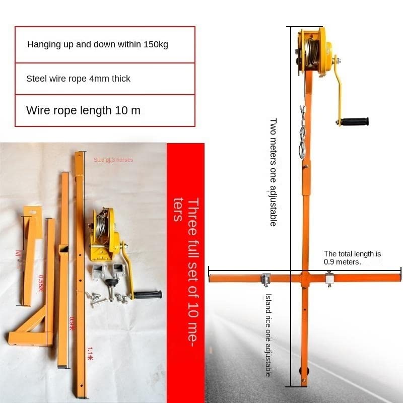 icVantA Portable Winch Hoist for Air Conditioner Installation, Specialized Winch for Mounting and Disassembling Outdoor Units (Color : 1200lb Winch 10m) (3ph Brackets+Winch 10m)