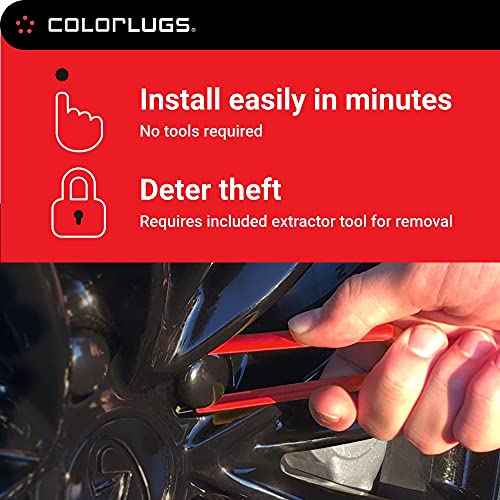 Colorlugs Vinyl Lug Nut Cover | Black | Flexible Fit Wheel Lug Nut Cap | Fits 21-23 Mm | Pack Of 20 | Includes Deluxe Extractor | Made In The Usa #TOP6