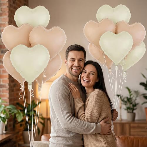 Image of 12 Pcs Colorful Heart Balloons,18 Inch Heart Foil Balloons Love Balloon Valentine Balloon for Birthday Party Wedding Engagement Party Baby Shower Valentine Day Decorations
