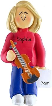 Violin Player Personalized Christmas Ornament Female Blond Hair