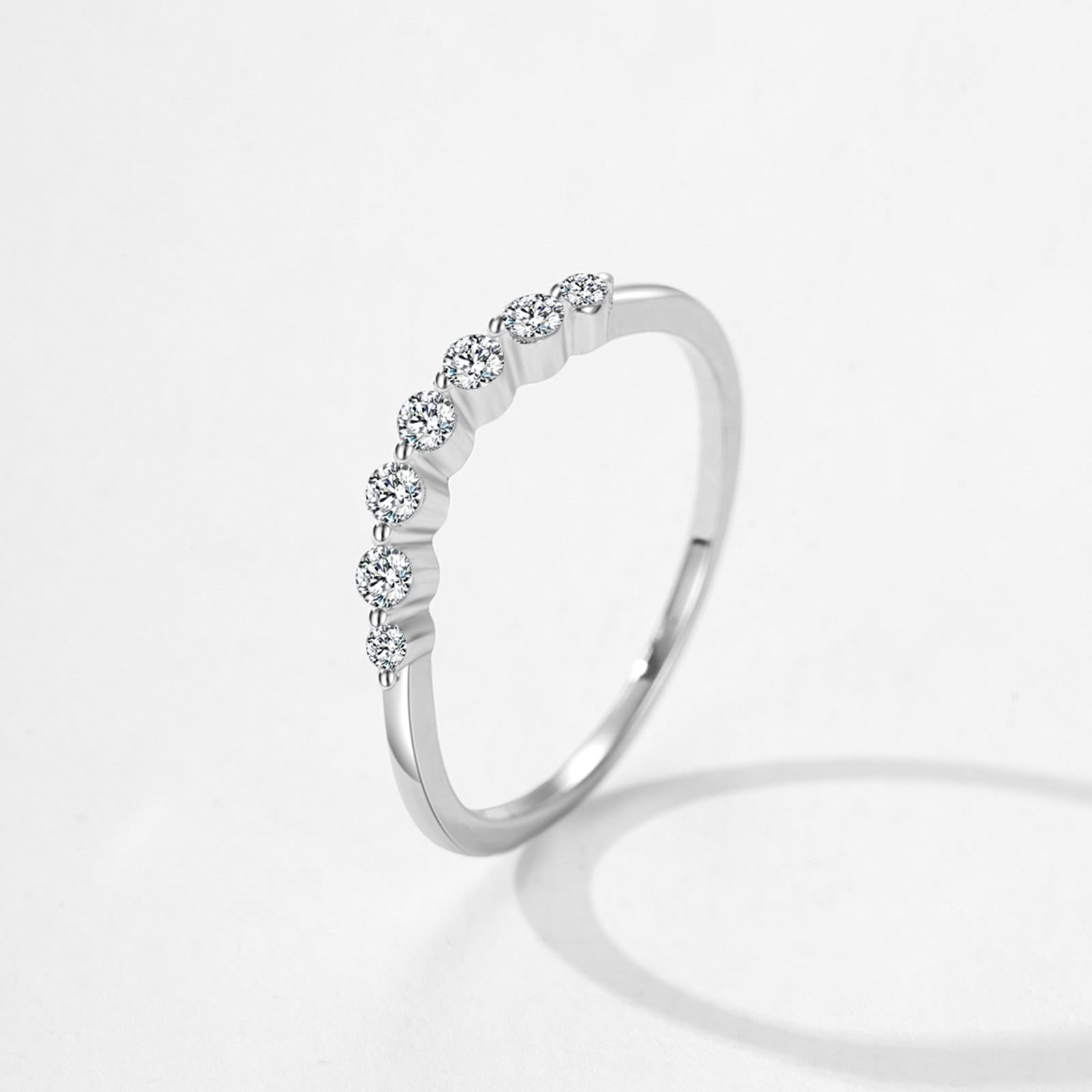 KnSam Anillo de la amistad de oro blanco Au 375/585/750, anillo de boda apilable clásico onda con diamante, alianzas de boda de 9 K/14 K/18 K, oro blanco, talla 47-65