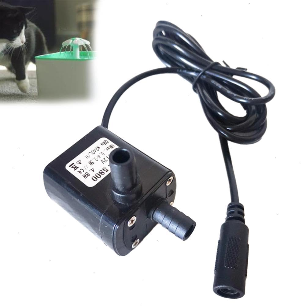 Bomba de agua pequeña de 12 V CC, voltaje solar anfibio seguro, 4,8 W, mini bomba de agua para acuario con boquilla de 8 mm de diámetro, bomba silenciosa sin escobillas para acuario, pecera, piscina