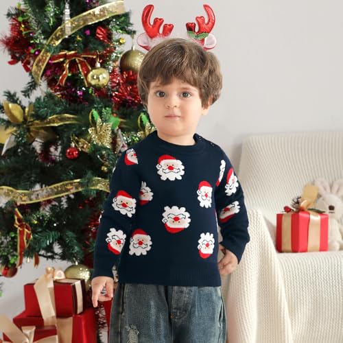Toddler Boy Girl Christmas Sweater Kids Knit Santa Claus Pullover Sweaters Unisex Winter Long Sleeve Outfits 18M-6T2