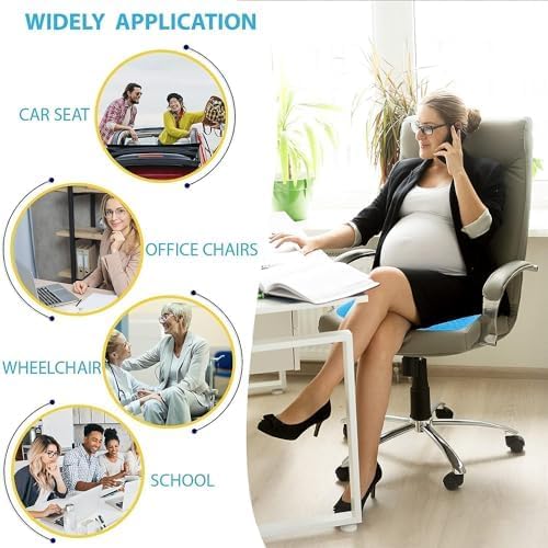 Image of Egg Gel Seat Cushion Ergonomic Breathable Design Pressure Relief Sitter Tailbone Pain Sciatica Pain Back Pain Silicon Seater Cushion Chair Pad with Non-Slip Cover for Home (Pack of 1)