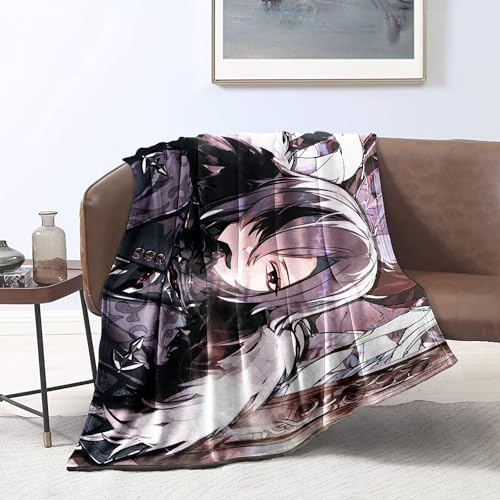 CHTLIFQ Couverture en Peluche imprimée en 3D Genshin Impact Arlecchino Couverture de canapé Quatre Saisons pour Enfants et Adultes 47,3 x 59 Pouces Flanelle （120 x 150 cm）