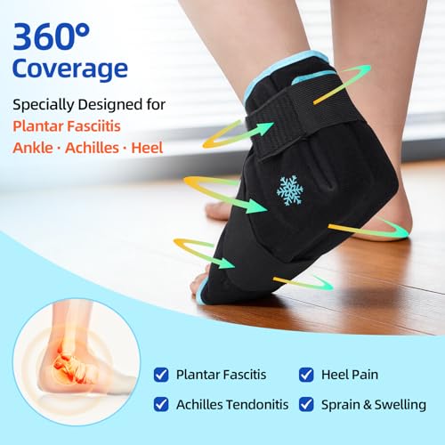Image of Comfytemp Ankle Foot Ice Pack Wrap for Plantar Fasciitis Relief, Heel Pain, Swelling, Achilles Tendonitis, Heel Spur, Sprain, Hot Cold Compress, Women Men Gift for Mom Dad, FSA Eligible HSA, 1 Pack