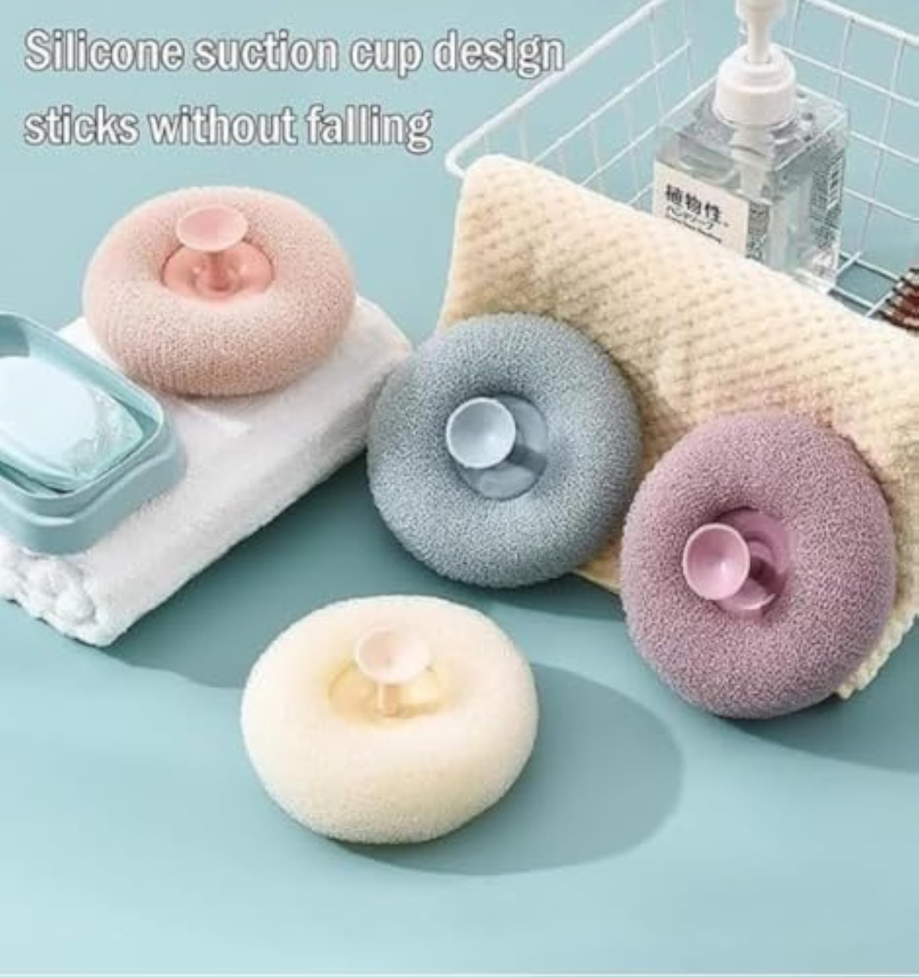 Bath Shower Loofah Sponge with Suction Cup Handle