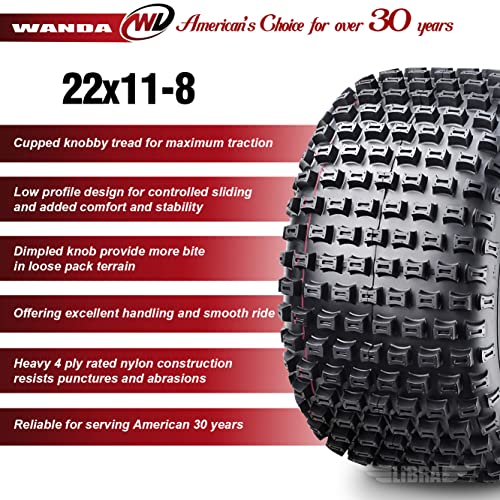 2 New Wanda Atv Tires 22X11-8 4Pr P322 Dimple Knobby - 10026 #TOP2