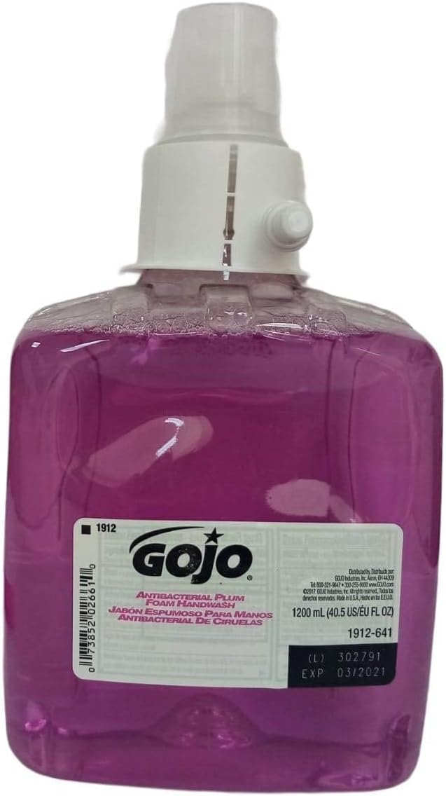 GOJO Antibacterial Foam Hand Wash Refill, For LTX-12 Dispenser, Plum Scent, 1,200 mL Refill