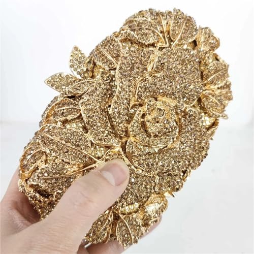 Pochette de soirée fleurs dorées élégante anti-choc