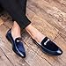 Fenlogft Men's Velvet Patent Leather Slip-on Dress Shoes Business and Parties Formal Events Smoking Slippers Loafers (Velvet Blue,12)
