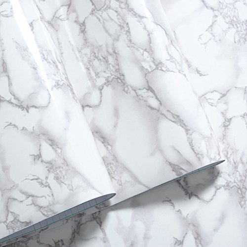 Mullsan 15.6''X196'' Marble Paper Granite Beige Wallpaper Peel And Stick For Countertop Cabinet Furniture Renovated Thick Waterproof Pvc (White) #TOP2