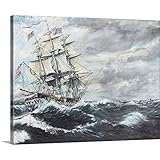 CANVAS ON DEMAND Uss Constitution Heads For Hm Frigate Guerriere, 19/08/1812, 2003 Canvas Wall Art Print by Vincent Alexander Booth, Traditional, Contemporary, Home Decor, American Artwork, 30