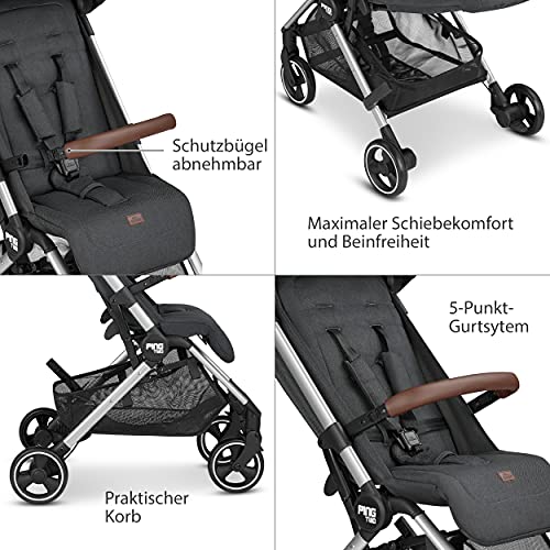 ABC Design Reisebuggy Ping Two – Sportwagen ideal für den Urlaub – Liegeposition – kompaktes Faltmaß mit Transportsicherung – Gesamtbelastung 27 kg - Farbe: storm