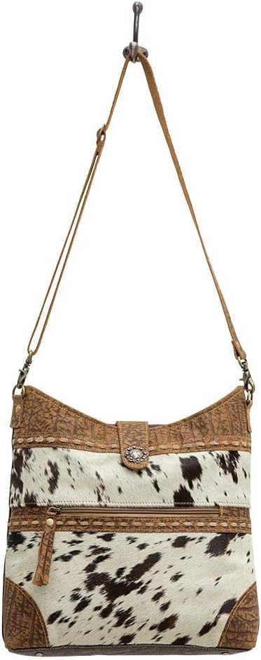 Myra Bag Western Leather Crossbody Bag for Women - Upcycled Canvas Shoulder Bag Roltod